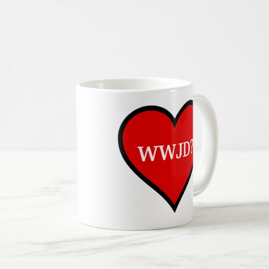WWJD Heart Koffiemok (Voorkant rechts)