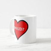 WWJD Heart Koffiemok (Voorkant links)