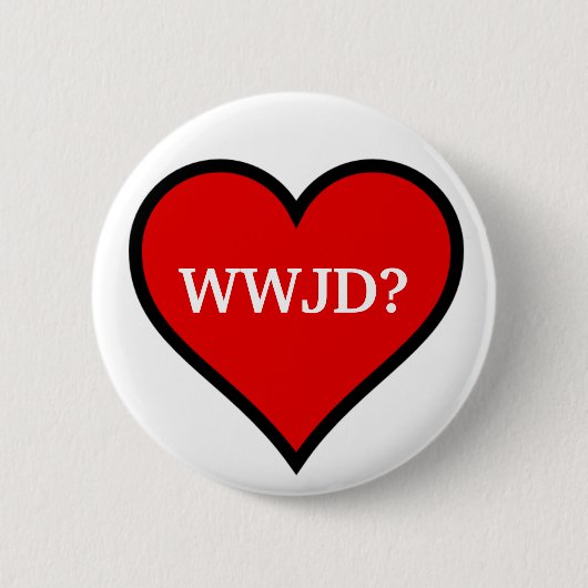 WWJD Heart Ronde Button 5,7 Cm (Voorkant)