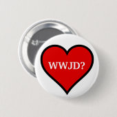 WWJD Heart Ronde Button 5,7 Cm (Voorkant /achterkant)