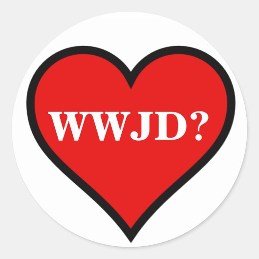 WWJD Heart Ronde Sticker (Voorkant)