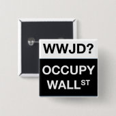 WWJD? Occupy Wall Street Button (Voorkant /achterkant)
