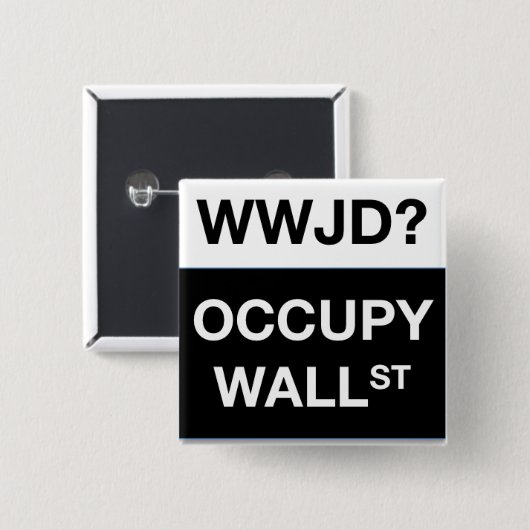 WWJD? Occupy Wall Street Button (Voorkant /achterkant)