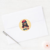 WWJD: Republikeinse Jesus in het MAGA Pet Ronde Sticker (Envelop)