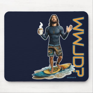 WWJD Surfer Vibes, Elke Dag Jezus, Elke Dag Geloof Muismat