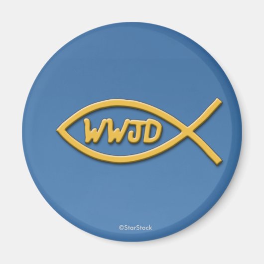 WWJD vissymbool magneet (Voorkant)