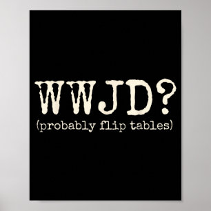 Wwjd Waarschijnlijk Tafels Omgooien Funny Christel Poster