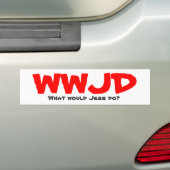 WWJD, wat zou Jess doen? Bumpersticker (Op auto)