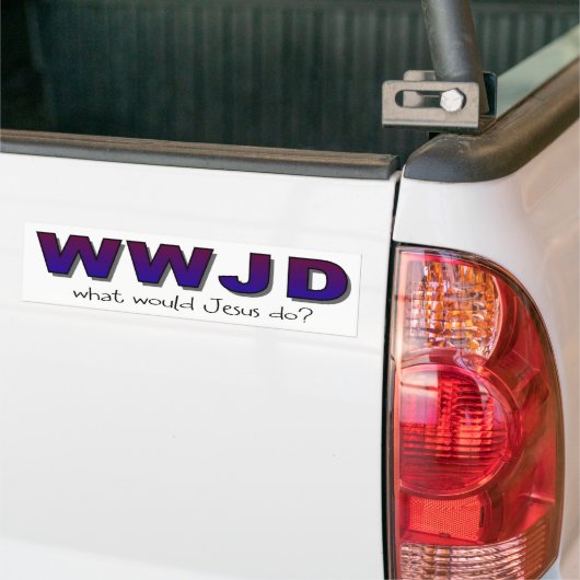 "WWJD" Wat zou Jezus doen? Bumpersticker (Op Truck)