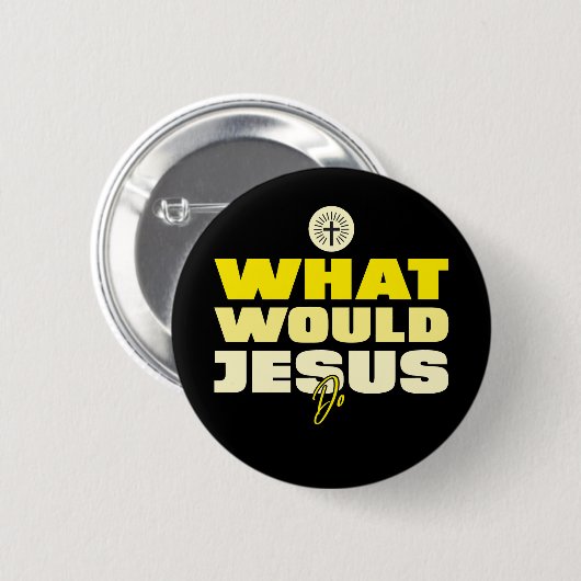 WWJD – Wat zou Jezus doen? Button (Voorkant /achterkant)