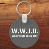 WWJD? Wat zou Jezus doen? Grey Sleutelhanger (Voorkant)