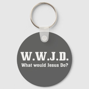 WWJD? Wat zou Jezus doen? Grijs Sleutelhanger