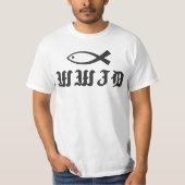 WWJD | Wat zou Jezus doen? op vriendelijkheid geïn T-shirt (Voorkant)