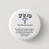 WWJD Wat zou Jezus doen? Ronde Button 3,2 Cm (Voorkant)