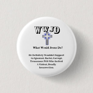 WWJD Wat zou Jezus doen? Ronde Button 3,2 Cm