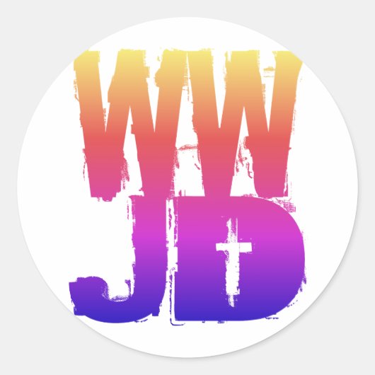 WWJD Wat zou Jezus doen? Ronde Sticker (Voorkant)