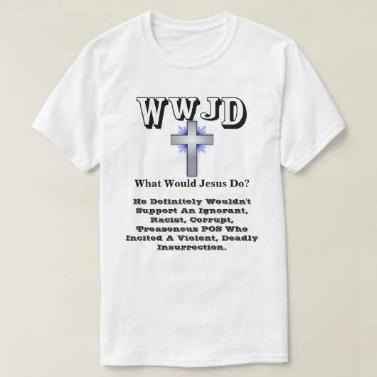 WWJD Wat zou Jezus doen? T-shirt (Design voorkant)
