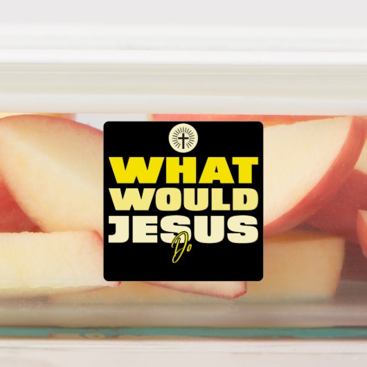 WWJD – What Would Jesus Do? Square Stickers (Aangebracht)