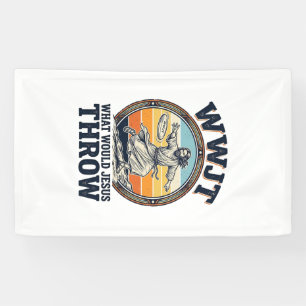 WWJT Wat zou Jezus weggooien Vintage Disc Shirt_1 Spandoek