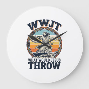 WWJT Wat Zou Jezus Werpen Vintage Disc Shirt_1 Grote Klok