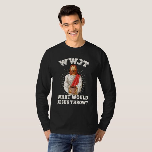 WWJT What would Jesus throw funny pottery T-shirt (Voorkant volledig)