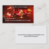 WWW.STOCKTONFIREFACTS.COM VISITEKAARTJE (Voorkant / Achterkant)