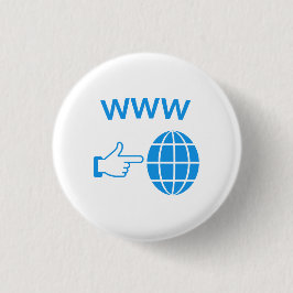 WWW World Wide Web Globe Icon with Hand Pointer Ronde Button 3,2 Cm
