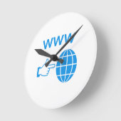 WWW World Wide Web Globe Icon with Hand Pointer Ronde Klok (Hoek)