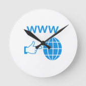 WWW World Wide Web Globe Icon with Hand Pointer Ronde Klok (Voorkant)