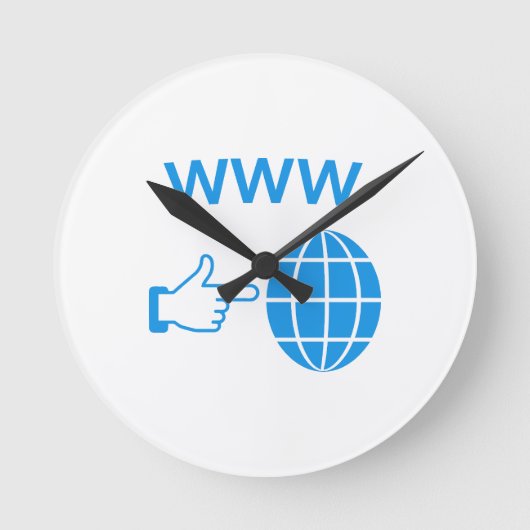 WWW World Wide Web Globe Icon with Hand Pointer Ronde Klok (Voorkant)