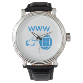 WWW World Wide Web Globe-pictogram met handaanwijz Horloge