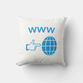 WWW World Wide Web Wereldbolpictogram met handaanw Kussen