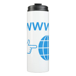 WWW World Wide Web Wereldbolpictogram met handaanw Thermosbeker