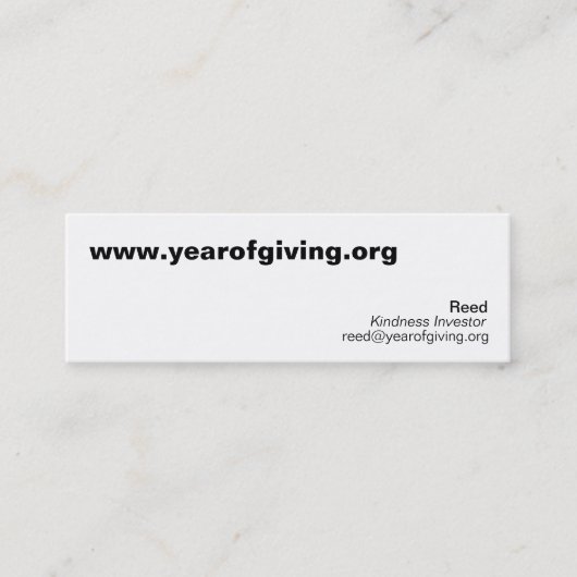 www.yearofgiving.org, Reed, reed@yearofgiving.o... Mini Visitekaartje (Voorkant)
