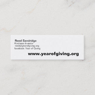 www.yearofgiving.org, Reed, reed@yearofgiving.o... Mini Visitekaartje