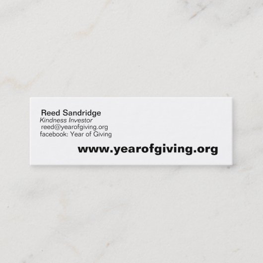 www.yearofgiving.org, Reed, reed@yearofgiving.o... Mini Visitekaartje (Voorkant)
