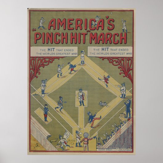  WWWI Baseball Game Cartoon (1919) Poster (Voorkant)