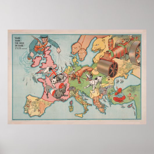 WWWI-duogs of War Illustrative Map (1914) Poster (Voorkant)