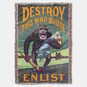  WWWI Poster - Vernietig deze Mad Brute Deken