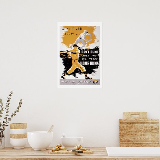  WWWII "Niet knijpen" Baseball Homefront Poste Poster (Keuken)