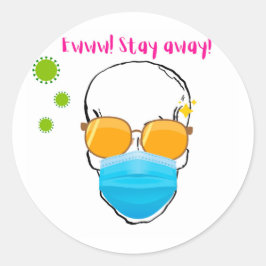 WWWWW STAAT WEG MET COVID MASK RONDE STICKER