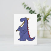 WX-Blue Dinosaur die honkbal speelt Cartoon Briefkaart (Staand voorkant)