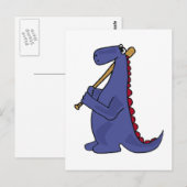 WX-Blue Dinosaur die honkbal speelt Cartoon Briefkaart (Voorkant / Achterkant)