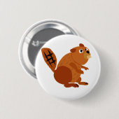 WX- Funny Beaver Primitive Art Ronde Button 5,7 Cm (Voorkant /achterkant)