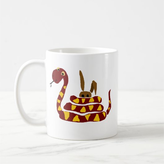 WX- Funny Snake Squeezing Rabbit Cartoon Koffiemok (Links)