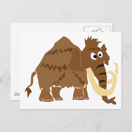 WX- Funny Wooly Mammoth Primitive Art Briefkaart (Voorkant / Achterkant)