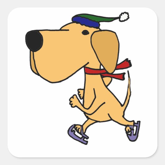 WY- Grappige labrador hond schaatsen Vierkante Sticker (Voorkant)