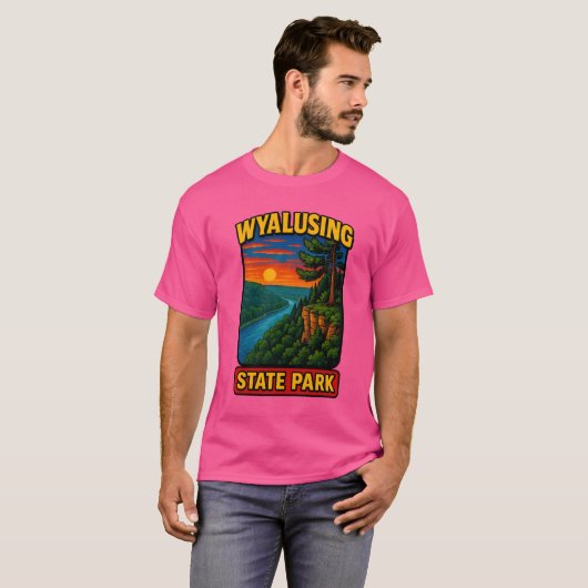Wyalusing State Park Wisconsin Sunset Overlook Mis T-shirt (Voorkant volledig)