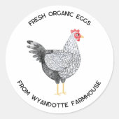 Wyandotte Chicken Fresh Organic Eggs Boerderij Ronde Sticker (Voorkant)