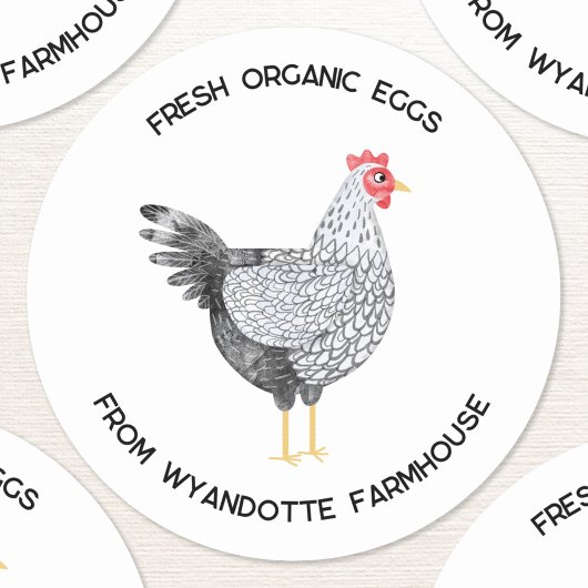 Wyandotte Chicken Fresh Organic Eggs Boerderij Ronde Sticker